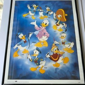 Vintage Donald Duck 1934-1986 Poster In Frame